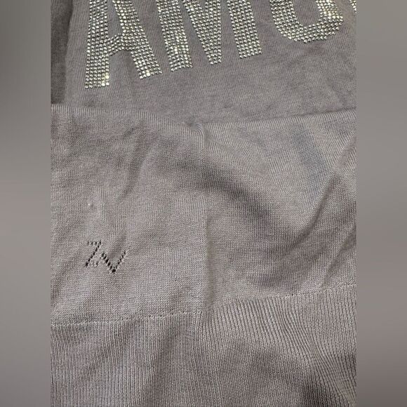Zadig & Voltaire Gaby Amour Strass Merino Wool Sweater Gray Large - Picture 6 of 7